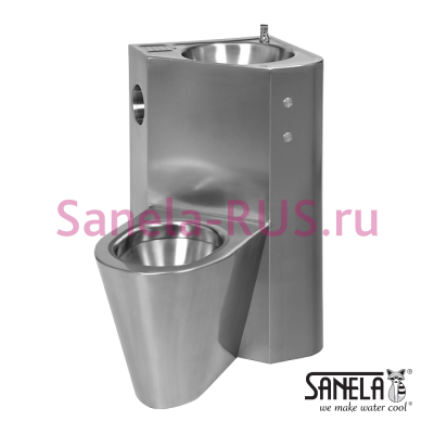 Угловой унитаз налево с умывальником и пьезо кнопками SLWN 08ZLP арт: 94088 Sanela Чехия (фото, схема)