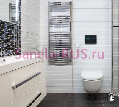 Сенсорная кнопка смыва унитаза, черное стекло SLW 30E арт: 04301 Sanela Чехия (фото, схема)