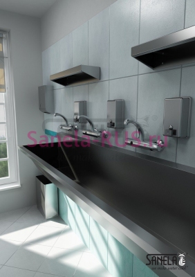 Нержавеющая раковина желоб медицинский 1500мм SLUN 55L арт: 93551 Sanela Чехия (фото, схема)