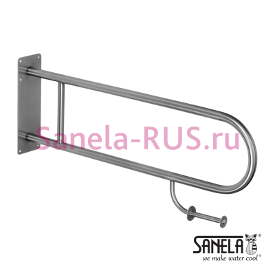Нержавеющий прочный поручень с держателем туалетной бумаги SLZM 03DXP арт: 49039 Sanela Чехия (фото, схема)
